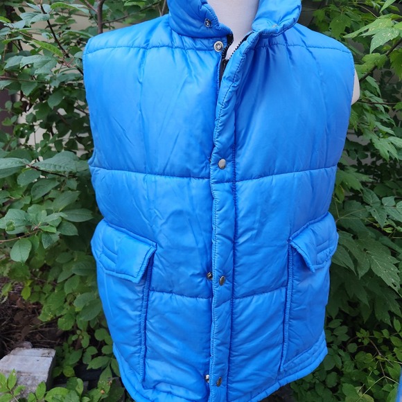 Vintage Equinox Puffer‎ Vest Mens XL Blue Full Zip Snap Front Pockets - Picture 2 of 10
